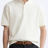 Korte Mouwen Polo in Crèmewit – Minimalistisch en Comfortabel
