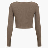 Amira | Asymmetrisch Langarmtop met Cut-Out & Knopdetails