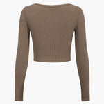 Amira | Asymmetrisch Langarmtop met Cut-Out & Knopdetails