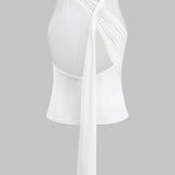 Mallory | Vrouwelijk Haltertop met Wickeldesign & Knoopdetail
