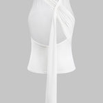 Mallory | Vrouwelijk Haltertop met Wickeldesign & Knoopdetail