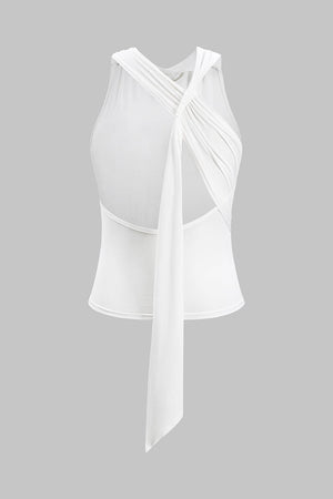 Mallory | Vrouwelijk Haltertop met Wickeldesign & Knoopdetail