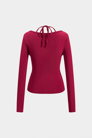 Dakota | Verleidelijk Langarmtop met Drapé Décolleté en Geïntegreerd Halter-Bralette