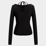 Dakota | Verleidelijk Langarmtop met Drapé Décolleté en Geïntegreerd Halter-Bralette