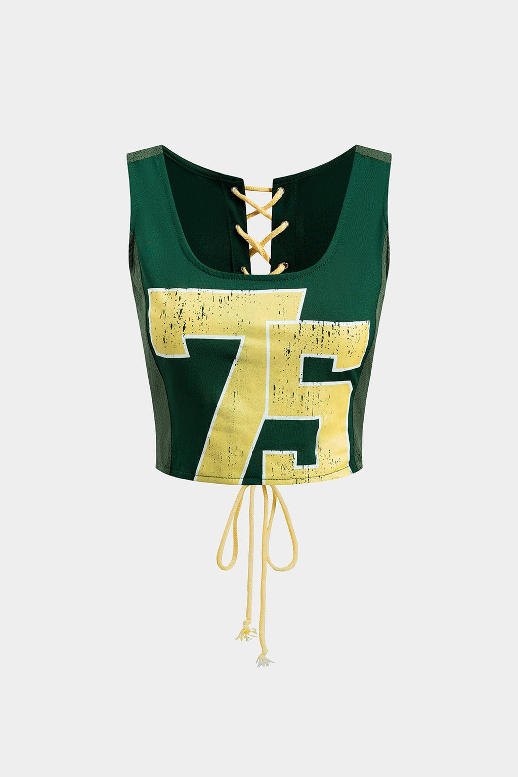 Lucinda | Retro Stijl Nummer 75 Sportief Crop-Top met Vetersluiting achter