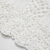 Nora | Witte Handgehaakte Boho-Crop-Top met Halter en Verstelbare Bindbanden