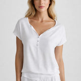 Dames T Shirt met V Hals en Knopen