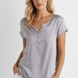 Dames T Shirt met V Hals en Knopen