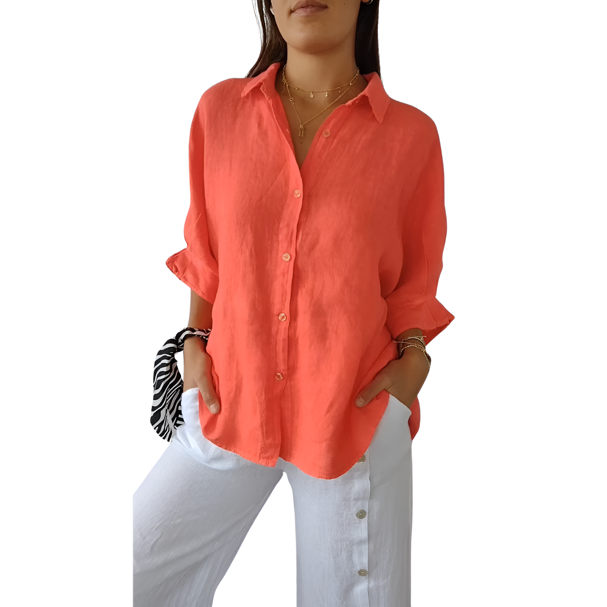 Mila™ Dames Oversized Linnen Blouse