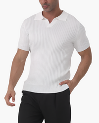 Joshua | V-hals Ribgebreide Poloshirt voor Mannen