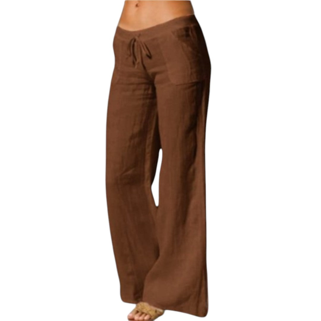 Linnen broek dames | Luchtige damesbroek met elastische taille | Comfortabele zomerbroek