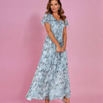 Chiffon Maxikleed met V-hals & bloemenpatroon – Elegant & Luchtig