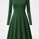 Elegante A Lijn Mini Jurk met Lange Mouwen en Ronde Hals
