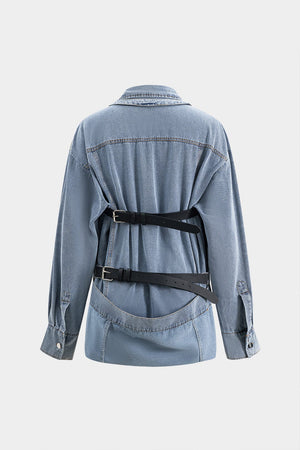 Ava | Oversized Denim Hemd met Knopfleiste – Casual Allrounder