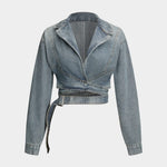 Diana | Cropped Wickeljacke van Denim – Modern en feminin