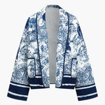 Flora | Geblümte Steppjacke met blauwe print – Stijlvol en gezellig