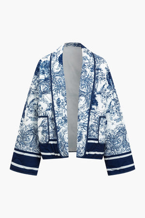 Flora | Geblümte Steppjacke met blauwe print – Stijlvol en gezellig