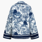 Flora | Geblümte Steppjacke met blauwe print – Stijlvol en gezellig