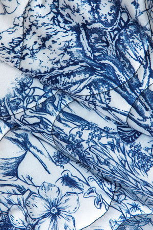 Flora | Geblümte Steppjacke met blauwe print – Stijlvol en gezellig