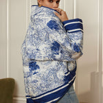 Flora | Geblümte Steppjacke met blauwe print – Stijlvol en gezellig