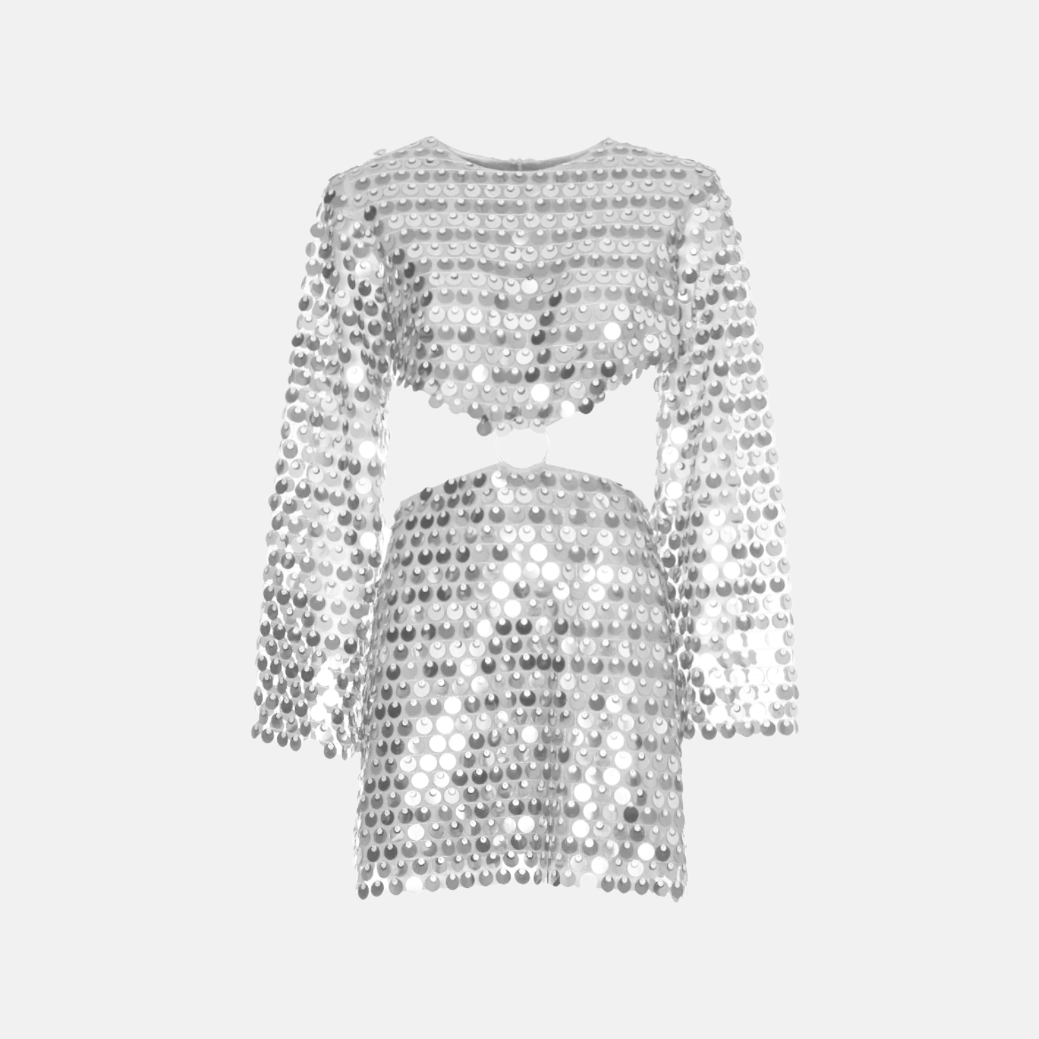 Beatrice | Uitlopende Mouw Glinsterende Pailletten Minikleed met Cut-Out Detail