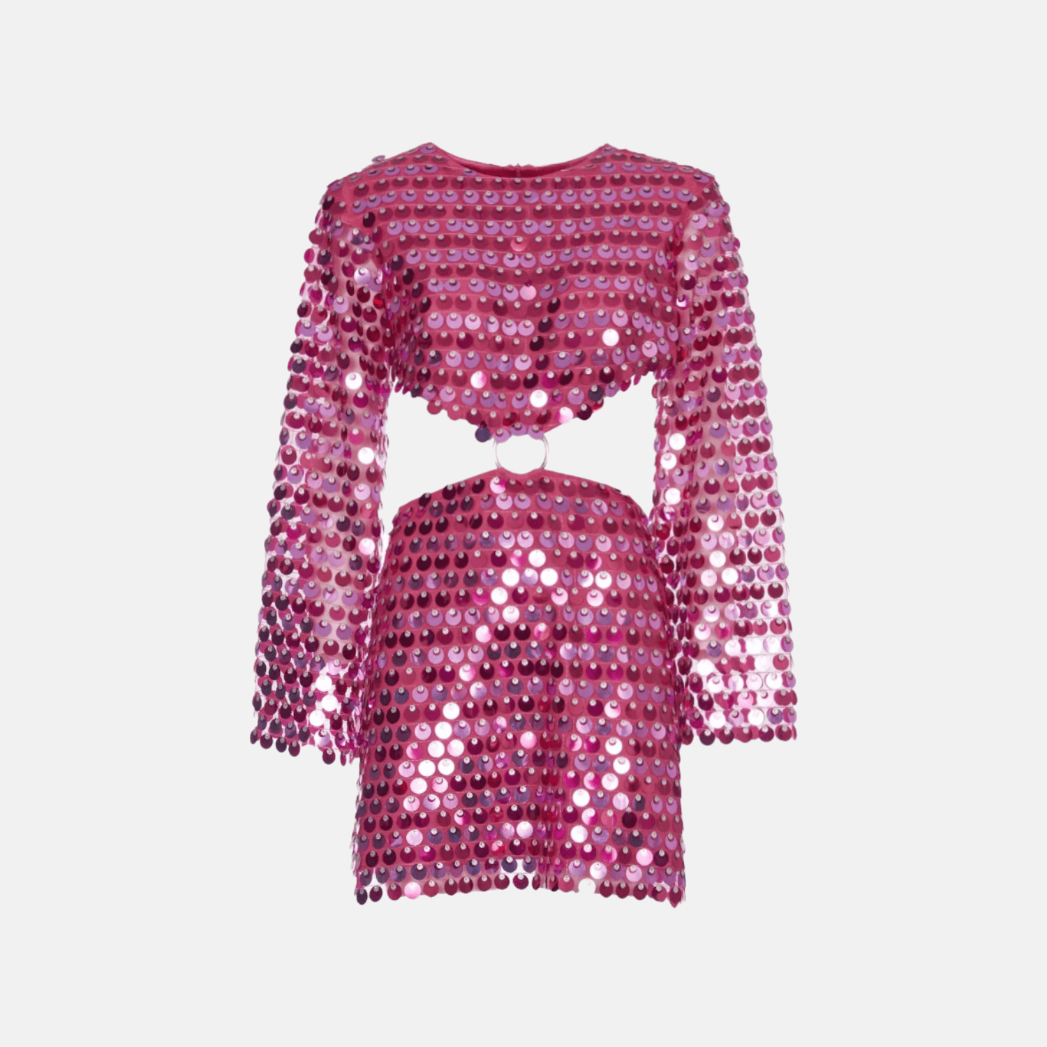 Beatrice | Uitlopende Mouw Glinsterende Pailletten Minikleed met Cut-Out Detail