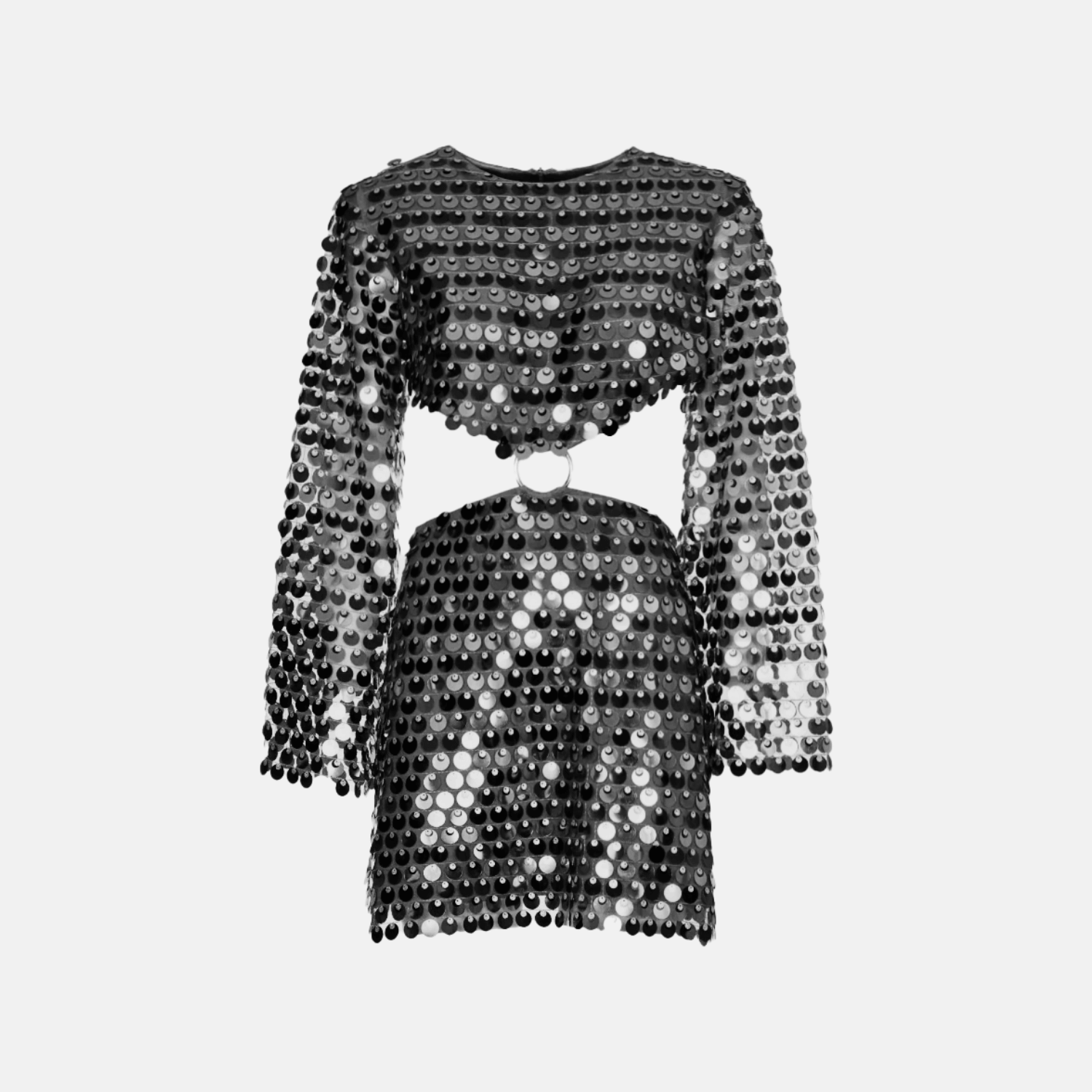 Beatrice | Uitlopende Mouw Glinsterende Pailletten Minikleed met Cut-Out Detail