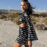Beatrice | Uitlopende Mouw Glinsterende Pailletten Minikleed met Cut-Out Detail