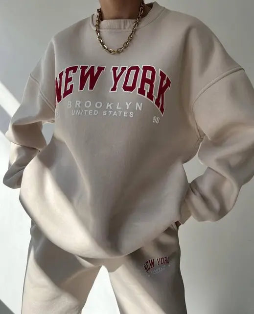 Co-ord™ Set met "New York" Print | Katoenmix | Comfortabel en Trendy