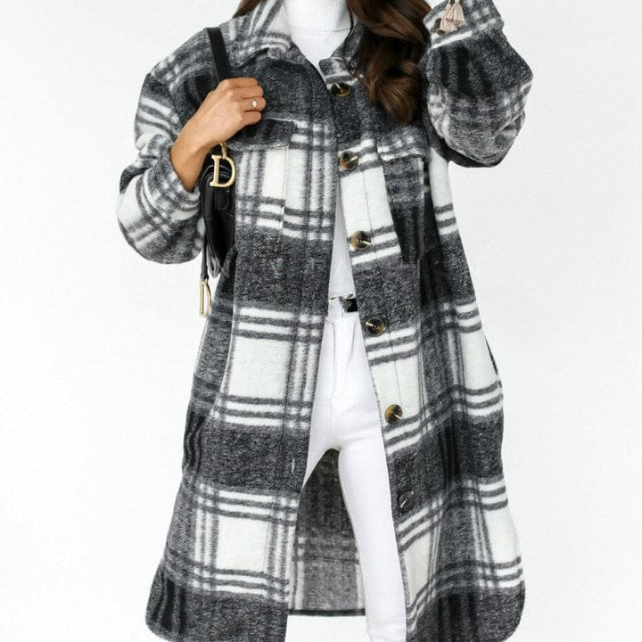 Carlotta™ Geruite Lange Shacket
