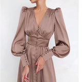 Myrthe-Mae™  Elegante Satijnen Midi-Jurk
