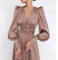 Myrthe-Mae™  Elegante Satijnen Midi-Jurk