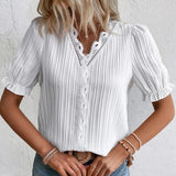 Poppy™ Dames Korte Mouwen Blouse
