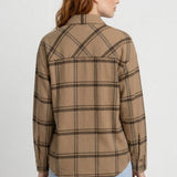 Elegante geruite damesblouse met strik en lange mouwen