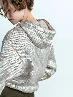 Metallic™ Gebreide Hoodie | Glinsterend Design | Comfort en Stijl