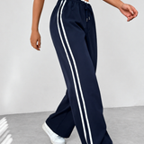 Trend Sportieve Wide-Leg Broek – Comfortabele Streetwear Broek met Strepen