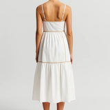 Strapless Maxi Jurk met Gelaagde Rok en Contrastdetails