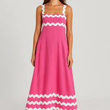 Roze Zomerse Maxi Jurk met Print