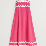 Roze Zomerse Maxi Jurk met Print