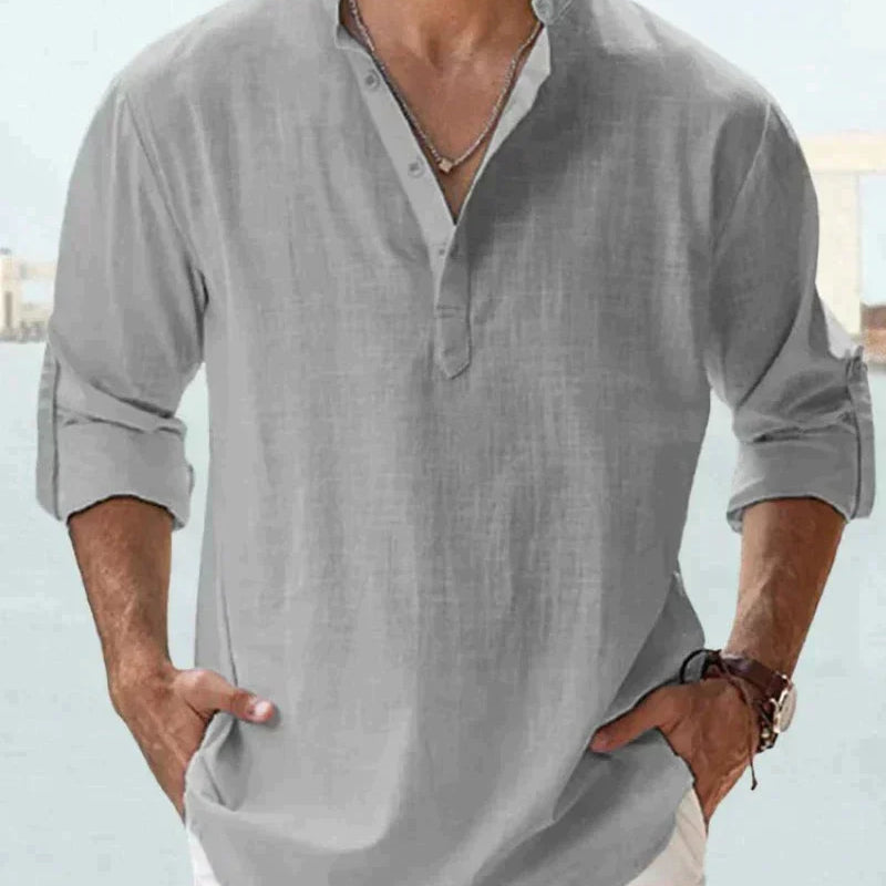 Roan™ Heren Linnen Shirt met Lange Mouwen