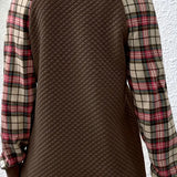 Babette™ Dames Trui met Geruite Mouwen