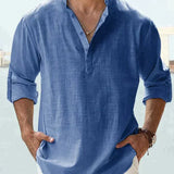 Roan™ Heren Linnen Shirt met Lange Mouwen