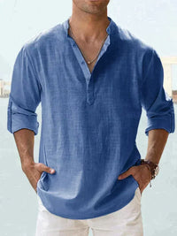 Roan™ Heren Linnen Shirt met Lange Mouwen