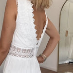 Elegante Midi Zomerkleed met Kant & V-hals – Vrouwelijk & Luchtig