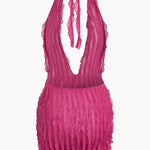 Liana | Sexy Transparant Mini-jurk met Rimpels & Diepe Halslijn