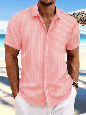 Owen | Relaxed Fit Gestreept Korte Mouwen Zomerhemd