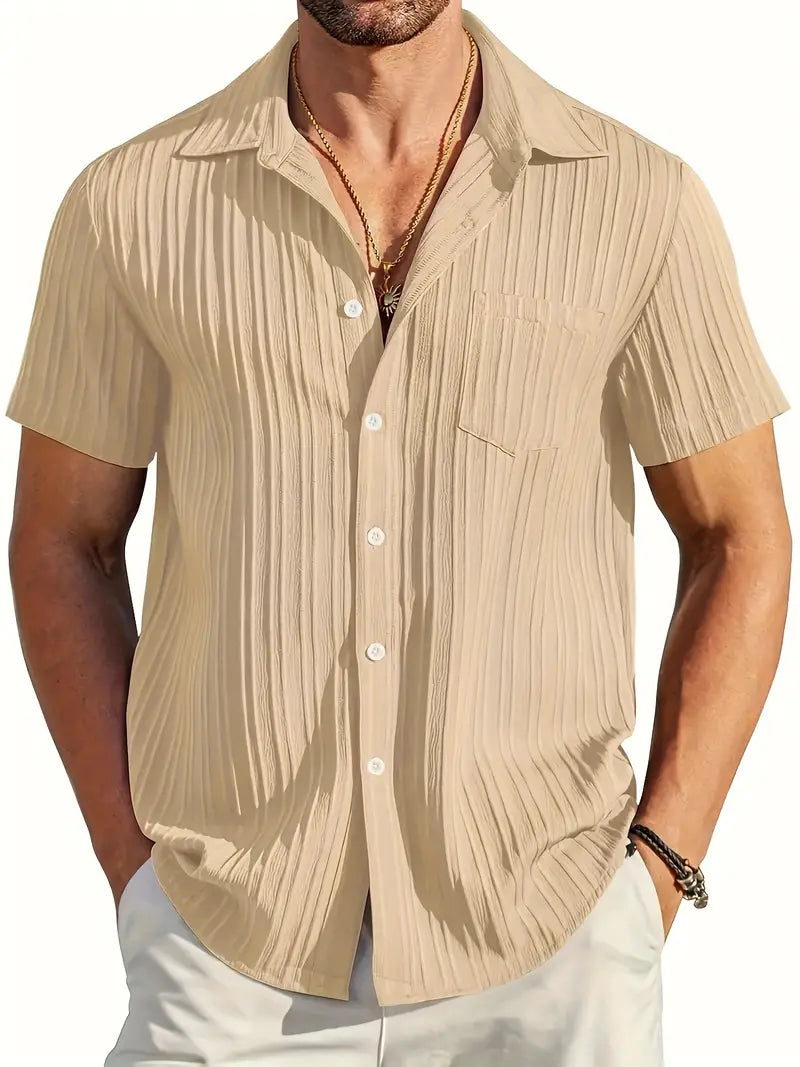 Ethan | Lichte Korte Mouwen Zomer Plissé Shirt