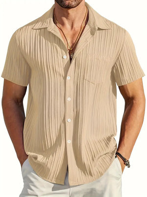 Ethan | Lichte Korte Mouwen Zomer Plissé Shirt
