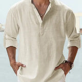 John | Luchtig Linnen Shirt met Henley-Kraag