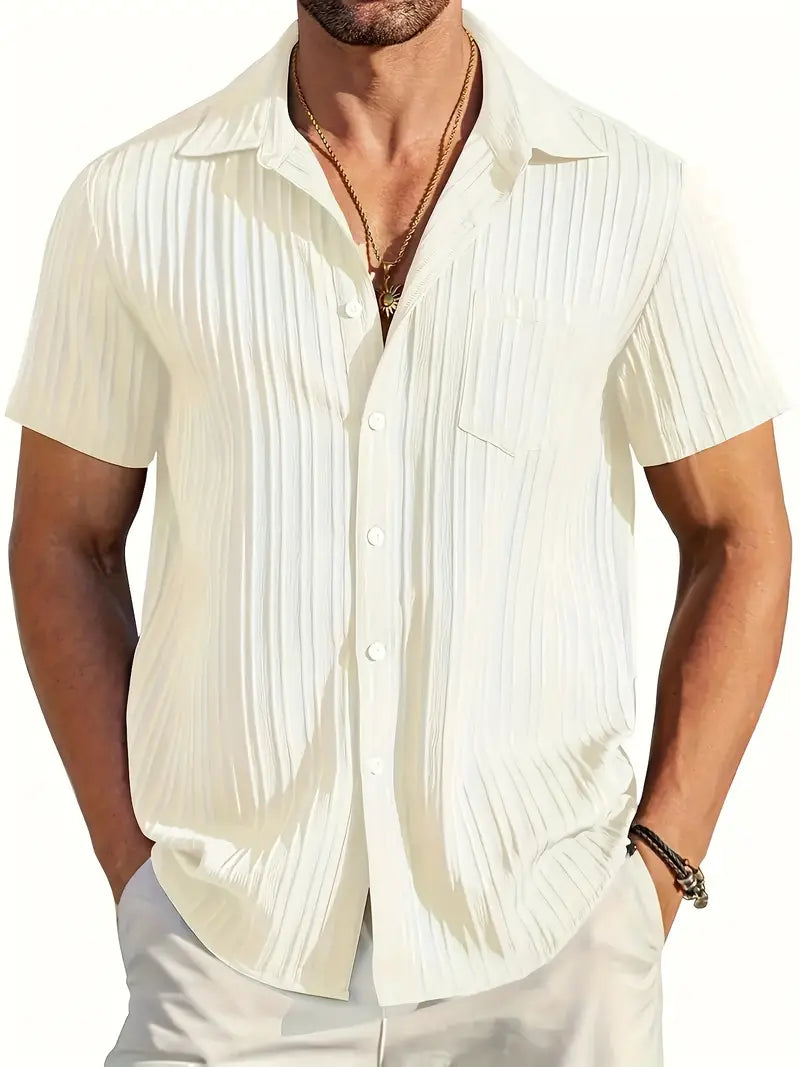 Ethan | Lichte Korte Mouwen Zomer Plissé Shirt